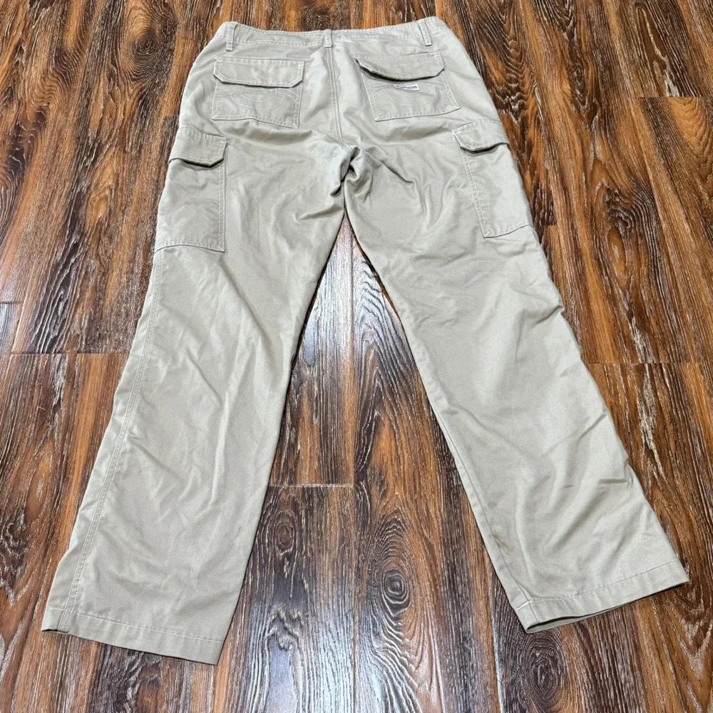 True Religion Size 31 Khaki Cargo Pants Tan Straight‎ Leg Horseshoe Stitching 32